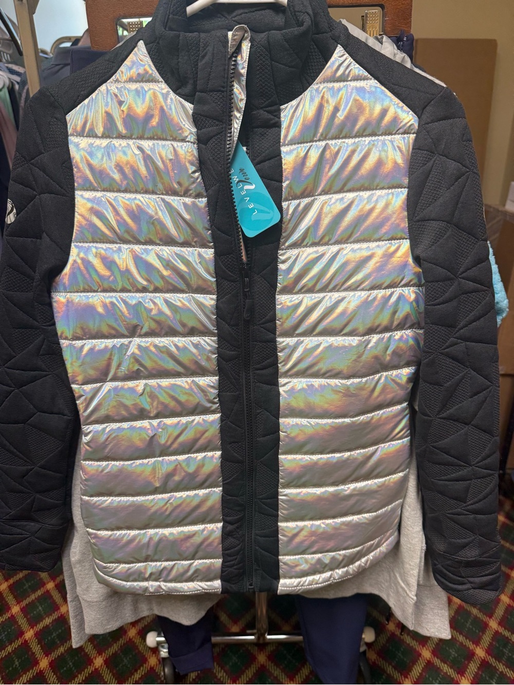 Women’s Iridescent Silver Quilted Puffer Jacket - Lightweight Puffers